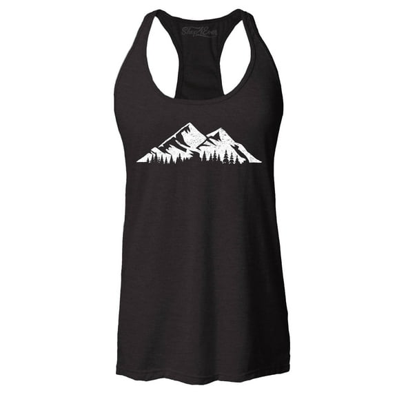 Shop4Ever Women's Mountains Scenery Nature Wildlife Racerback Tank Top Large Black