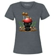 thumbnail image 1 of Shop4Ever Women's Mushroom Cat Cottagecore Graphic T-Shirt Small Dark Heather, 1 of 5