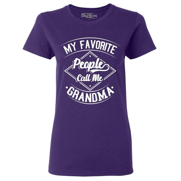 Shop4Ever Women's My Favorite People Call Me Grandma Graphic T-Shirt X-Large Purple