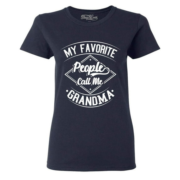 Shop4Ever Women's My Favorite People Call Me Grandma Graphic T-Shirt XX-Large Navy