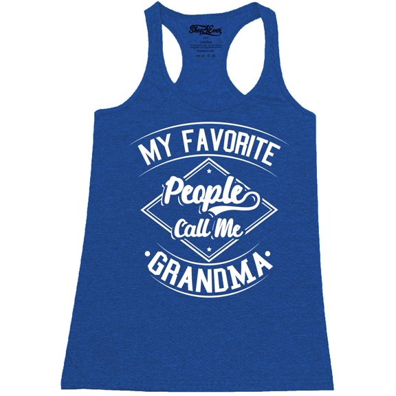 Shop4Ever Women's My Favorite People Call Me Grandma Racerback Tank Top Large Royal Blue