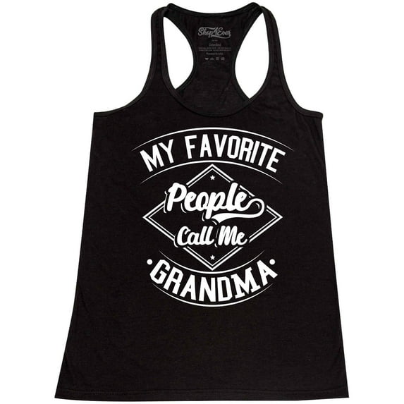 Shop4Ever Women's My Favorite People Call Me Grandma Racerback Tank Top Medium Black