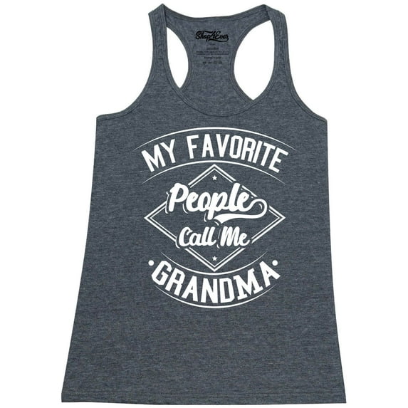 Shop4Ever Women's My Favorite People Call Me Grandma Racerback Tank Top Small Charcoal