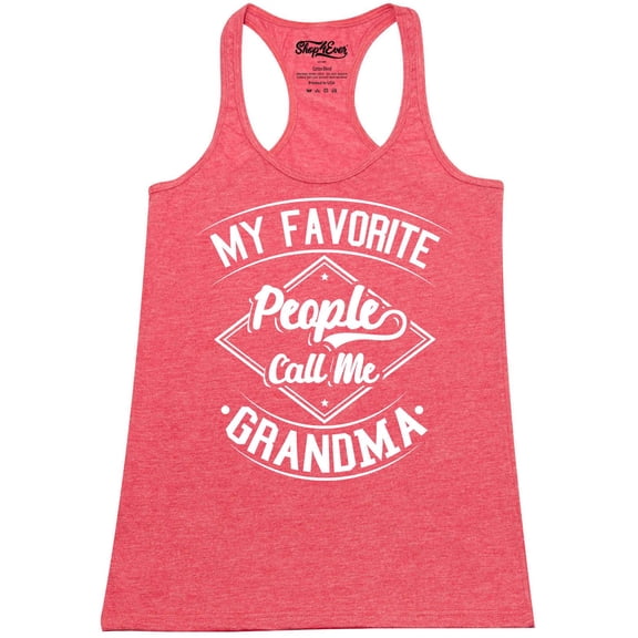 Shop4Ever Women's My Favorite People Call Me Grandma Racerback Tank Top Small Red