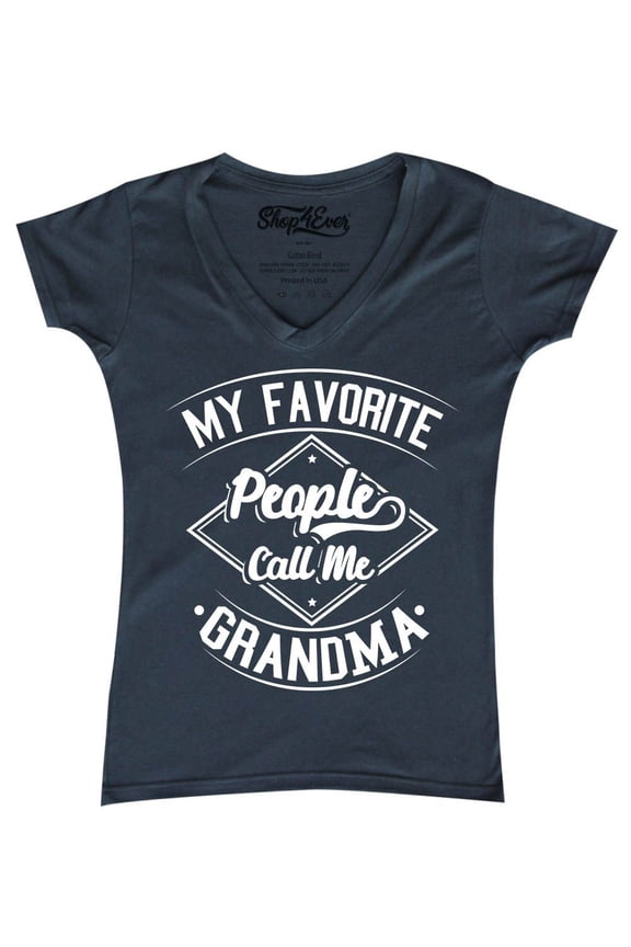 Women's My Favorite People Call Me Grandma Slim Fit V-Neck T-Shirt Small Charcoal