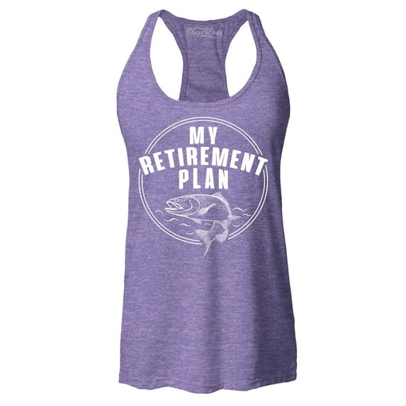 Shop4Ever Women's My Retirement Plan Fishing Racerback Tank Top Large Purple