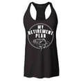 thumbnail image 1 of Shop4Ever Women's My Retirement Plan Fishing Racerback Tank Top Medium Black, 1 of 5