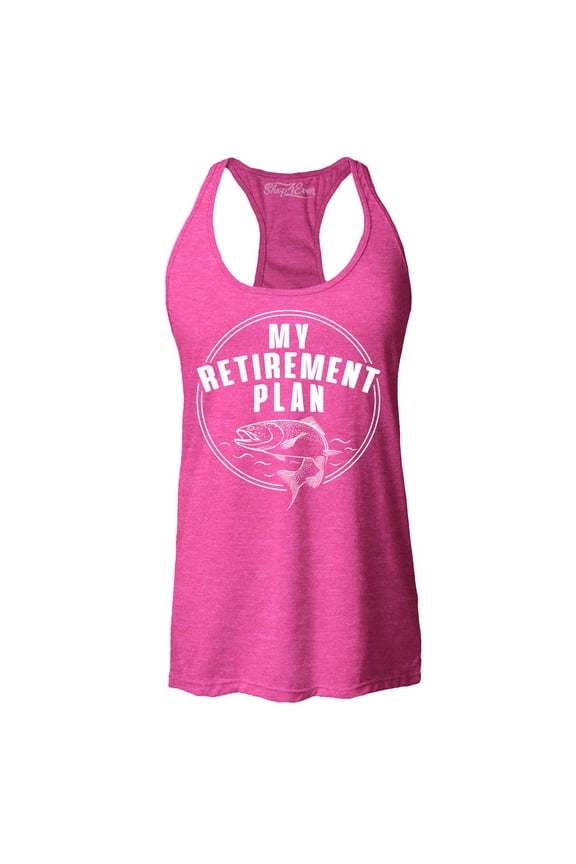Women's My Retirement Plan Fishing Racerback Tank Top Small Fuchsia
