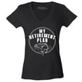 thumbnail image 1 of Shop4Ever Women's My Retirement Plan Fishing Slim Fit V-Neck T-Shirt Medium Black, 1 of 5