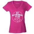 thumbnail image 1 of Shop4Ever Women's My Retirement Plan Fishing Slim Fit V-Neck T-Shirt X-Small Pink, 1 of 5