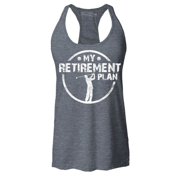 Shop4Ever Women's My Retirement Plan Golfing Racerback Tank Top Large Charcoal