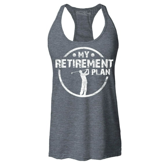 Shop4Ever Women's My Retirement Plan Golfing Racerback Tank Top X-Large Charcoal