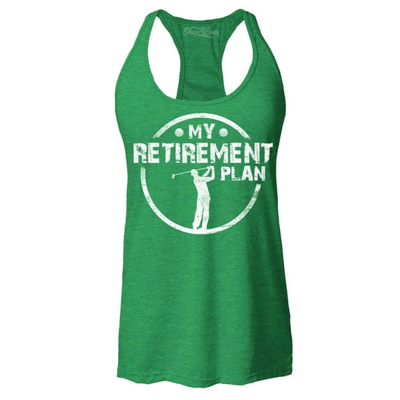 Shop4Ever Women's My Retirement Plan Golfing Racerback Tank Top X-Large Kelly Green