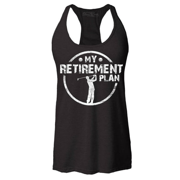Shop4Ever Women's My Retirement Plan Golfing Racerback Tank Top X-Small Black