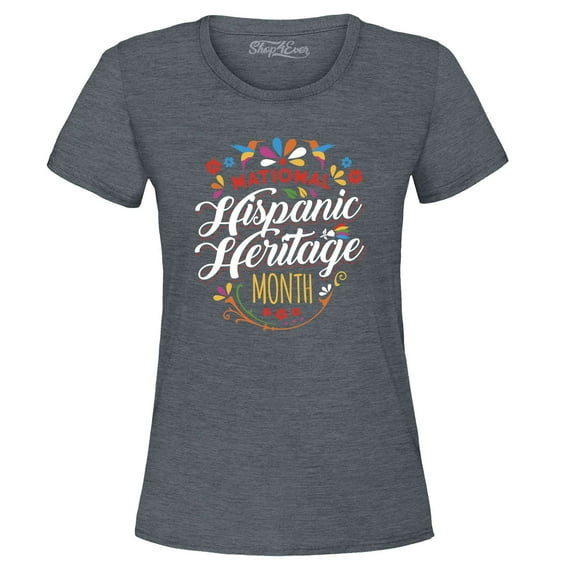 Shop4Ever Women's National Hispanic Heritage Month Graphic T-Shirt Large Dark Heather