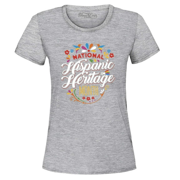 Shop4Ever Women's National Hispanic Heritage Month Graphic T-Shirt X-Large Sports Grey