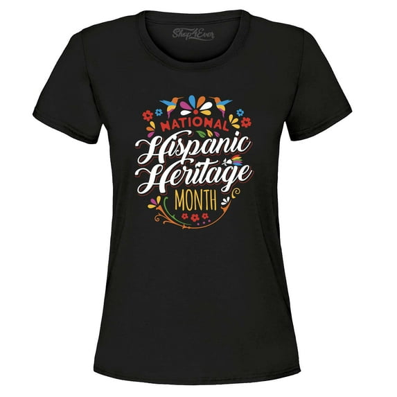 Shop4Ever Women's National Hispanic Heritage Month Graphic T-Shirt XX-Large Black
