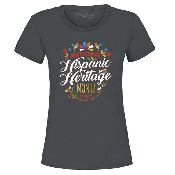 Shop4Ever Women's National Hispanic Heritage Month Graphic T-Shirt XXX-Large Charcoal