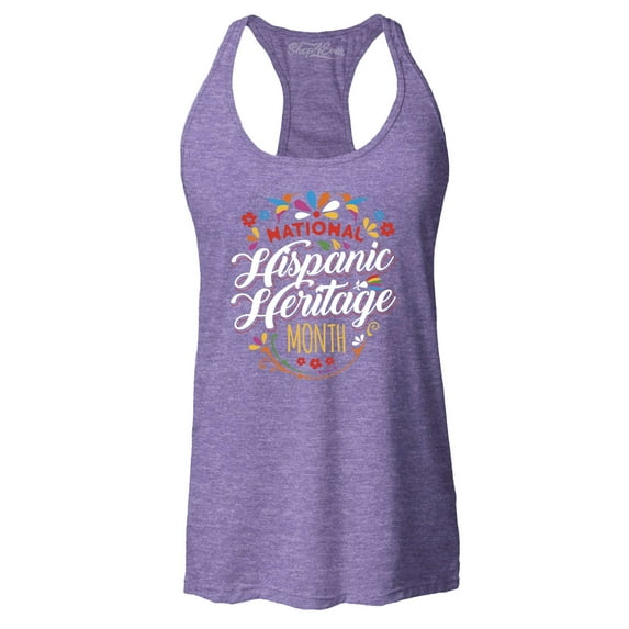 Shop4Ever Women's National Hispanic Heritage Month Racerback Tank Top X-Large Purple