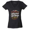 thumbnail image 1 of Shop4Ever Women's National Hispanic Heritage Month Slim Fit V-Neck T-Shirt Large Black, 1 of 5