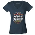 thumbnail image 1 of Shop4Ever Women's National Hispanic Heritage Month Slim Fit V-Neck T-Shirt Medium Charcoal, 1 of 5