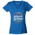 thumbnail image 1 of Shop4Ever Women's National Hispanic Heritage Month Slim Fit V-Neck T-Shirt X-Large Heather Royal Blue, 1 of 5