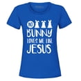 thumbnail image 1 of Shop4Ever Women's No Bunny Loves Me Like Jesus Easter  Graphic T-Shirt XX-Large Royal Blue, 1 of 5