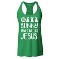 thumbnail image 1 of Shop4Ever Women's No Bunny Loves Me Like Jesus Easter  Racerback Tank Top Large Kelly Green, 1 of 5