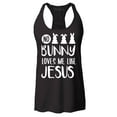 thumbnail image 1 of Shop4Ever Women's No Bunny Loves Me Like Jesus Easter  Racerback Tank Top Small Black, 1 of 5