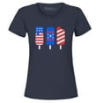 thumbnail image 1 of Shop4Ever Women's Patriotic Popsicles Ice Cream 4th of July Graphic T-Shirt Large Navy, 1 of 5