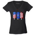 thumbnail image 1 of Shop4Ever Women's Patriotic Popsicles Ice Cream 4th of July Slim Fit V-Neck T-Shirt Large Black, 1 of 5