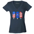 thumbnail image 1 of Shop4Ever Women's Patriotic Popsicles Ice Cream 4th of July Slim Fit V-Neck T-Shirt X-Large Charcoal, 1 of 5