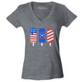thumbnail image 1 of Shop4Ever Women's Patriotic Popsicles Ice Cream 4th of July Slim Fit V-Neck T-Shirt XX-Large Heather Charcoal, 1 of 5