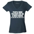 thumbnail image 1 of Shop4Ever Women's People Who Tolerate Me On A Daily Basis Real Heroes Slim Fit V-Neck T-Shirt Medium Charcoal, 1 of 5