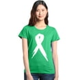 thumbnail image 1 of Shop4Ever Women's Pink Breast Cancer Awareness White Ribbon Graphic T-Shirt Small Irish Green, 1 of 5