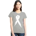 thumbnail image 1 of Shop4Ever Women's Pink Breast Cancer Awareness White Ribbon Graphic T-Shirt X-Large Sports Grey, 1 of 5