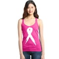 thumbnail image 1 of Shop4Ever Women's Pink Breast Cancer Awareness White Ribbon Racerback Tank Top Medium Fuchsia, 1 of 5