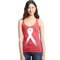 thumbnail image 1 of Shop4Ever Women's Pink Breast Cancer Awareness White Ribbon Racerback Tank Top XX-Large Red, 1 of 5