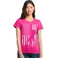 thumbnail image 1 of Shop4Ever Women's Pink Breast Cancer Ribbon American Flag Graphic T-Shirt XX-Large Heliconia Pink, 1 of 5