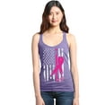 thumbnail image 1 of Shop4Ever Women's Pink Breast Cancer Ribbon American Flag Racerback Tank Top Large Purple, 1 of 5