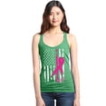 thumbnail image 1 of Shop4Ever Women's Pink Breast Cancer Ribbon American Flag Racerback Tank Top Small Kelly Green, 1 of 5