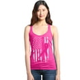 thumbnail image 1 of Shop4Ever Women's Pink Breast Cancer Ribbon American Flag Racerback Tank Top X-Large Fuchsia, 1 of 5
