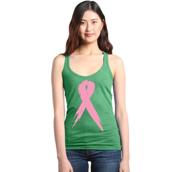Shop4Ever Women's Pink Breast Cancer Ribbon Awareness Support Racerback Tank Top Medium Kelly Green