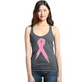 thumbnail image 1 of Shop4Ever Women's Pink Breast Cancer Ribbon Awareness Support Racerback Tank Top Small Charcoal, 1 of 5