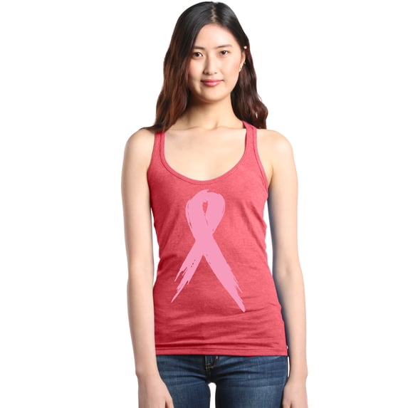 Shop4Ever Women's Pink Breast Cancer Ribbon Awareness Support Racerback Tank Top XX-Large Red