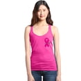 thumbnail image 1 of Shop4Ever Women's Pink Breast Cancer Ribbon Pin Breast Cancer Racerback Tank Top Large Fuchsia, 1 of 5