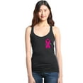 thumbnail image 1 of Shop4Ever Women's Pink Breast Cancer Ribbon Pin Breast Cancer Racerback Tank Top X-Large Black, 1 of 5
