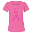 thumbnail image 1 of Shop4Ever Women's Pink Butterfly Ribbon Breast Cancer Awareness Graphic T-Shirt Small Azalea Pink, 1 of 5
