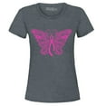thumbnail image 1 of Shop4Ever Women's Pink Ribbon Butterfly Breast Cancer Awareness Graphic T-Shirt X-Large Dark Heather, 1 of 5