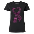 thumbnail image 1 of Shop4Ever Women's Pink Ribbon Heart Montage Word Cloud Breast Cancer Graphic T-Shirt XXX-Large Black, 1 of 5